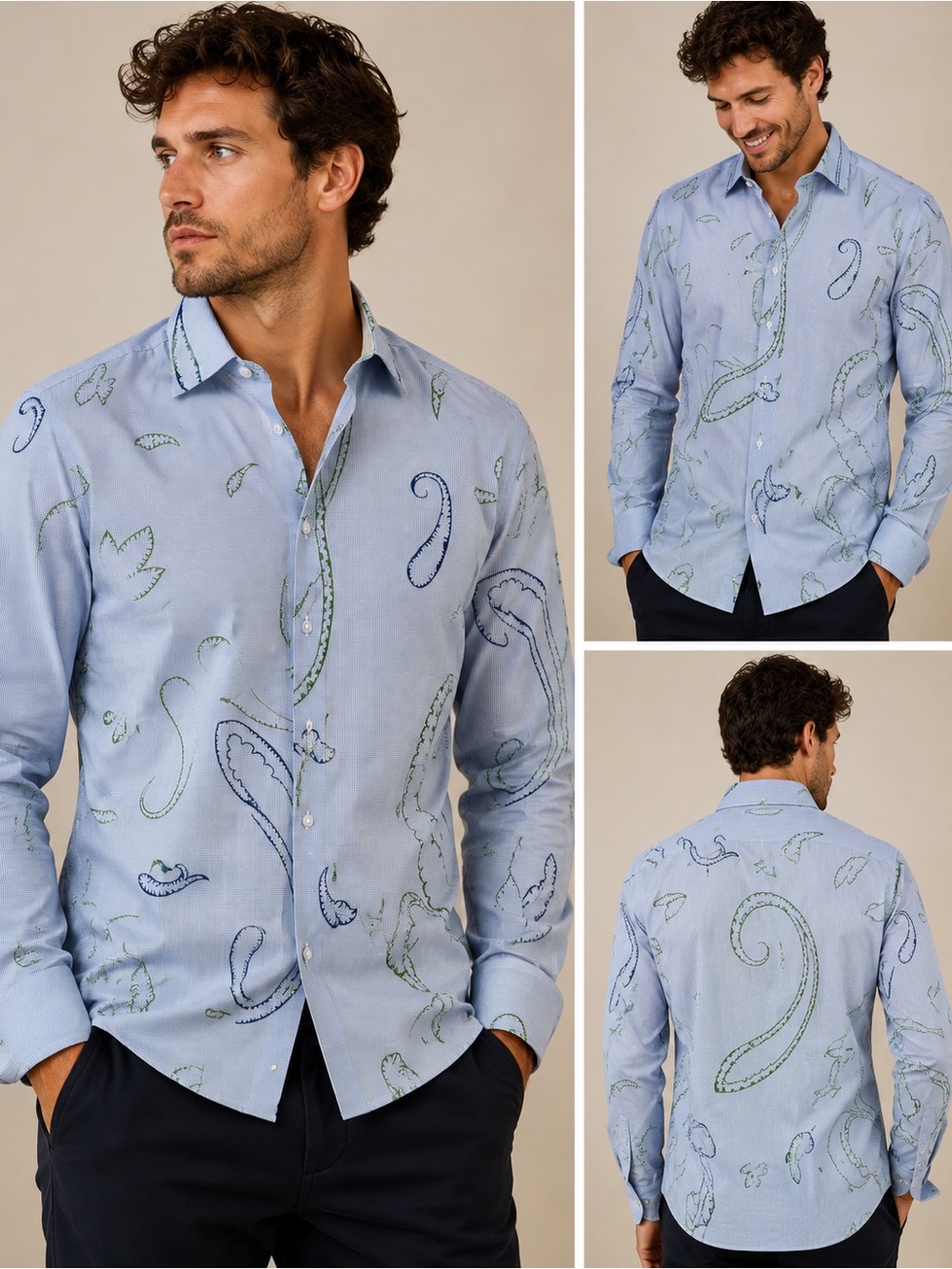 Etro Paisley Print Button Front Shirt Men’s Size 46 Made In Italy Blue Cotton